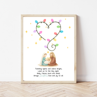 Christian Christmas Fingerprint Lights Craft | Baby Jesus Nativity Printable | Preschool Christmas Keepsake | Sunday School Fingerprint Activity