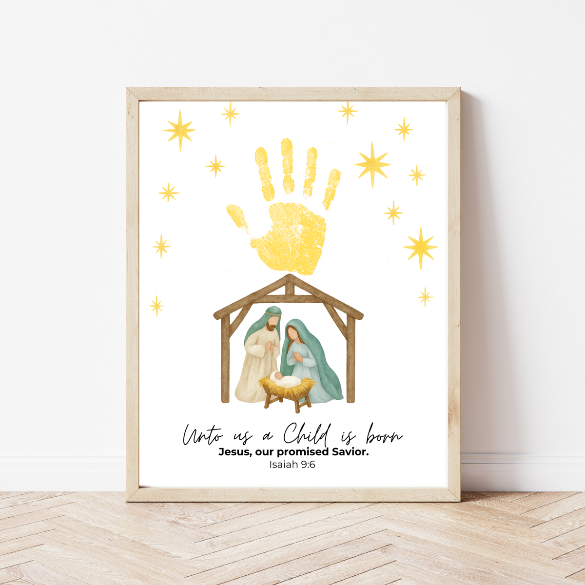 Unto Us a Child Is Born Handprint Craft | Christian Nativity Printable | Christmas Bible Keepsake | Preschool Jesus Birth Activity