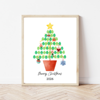 Christmas Fingerprint Tree Craft Printable | Christmas Tree Fingerprint Keepsake | Preschool Christmas Activity | Holiday Finger Painting Craft