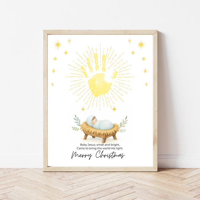 Baby Jesus Handprint Craft Printable | Christian Christmas Keepsake | Nativity Handprint Activity | Sunday School Christmas Craft