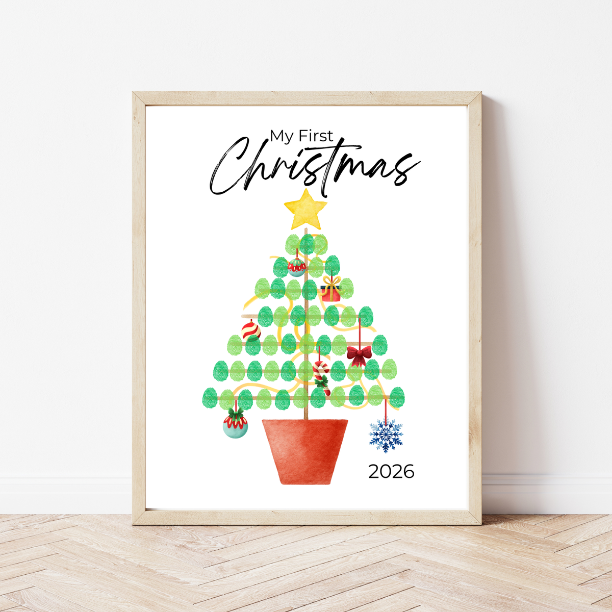 My First Christmas Fingerprint Tree Craft Printable | Baby's First Christmas Keepsake | Christmas Finger Painting Activity | Preschool Holiday Craft