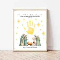 My First Christmas Handprint Craft Printable | Christian Nativity Keepsake | Baby's First Christmas | Sunday School Christmas Activity