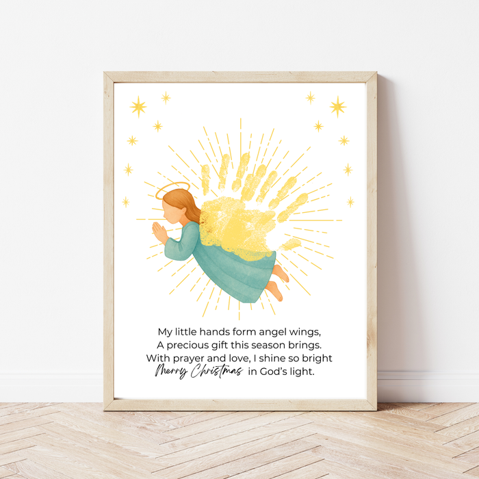 Christian Angel Handprint Craft | Christmas Angel Wings Printable | Preschool Christmas Keepsake | Sunday School Nativity Activity