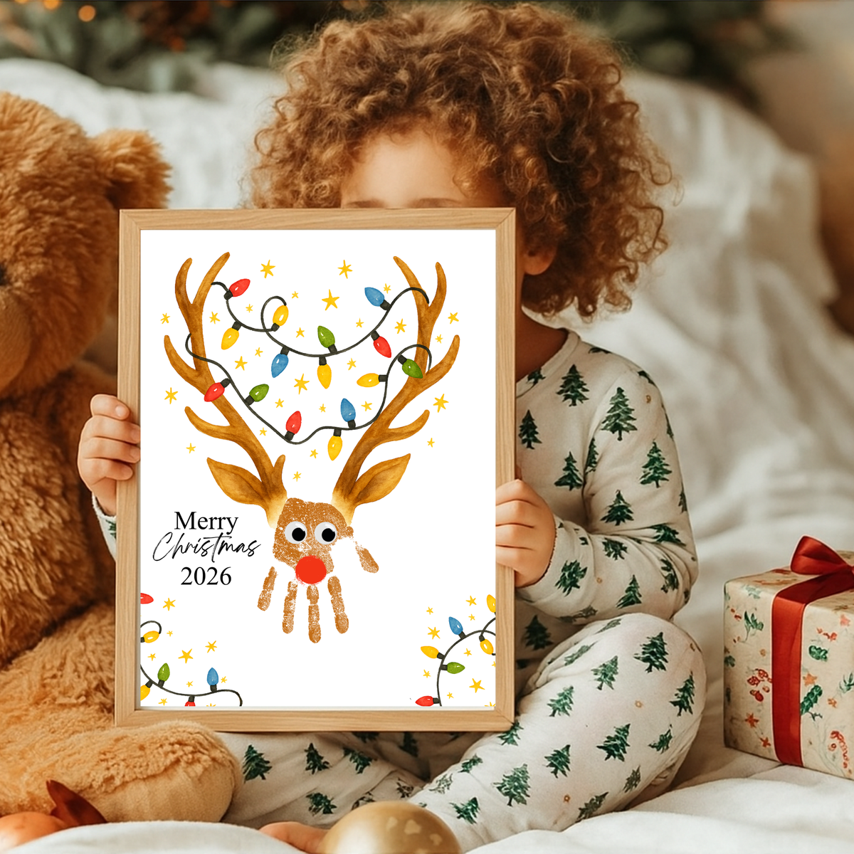 Merry Christmas Reindeer 2026 Handprint Craft Printable | Reindeer Keepsake | Christmas Handprint Activity | Preschool Christmas Craft | Kids Holiday Art