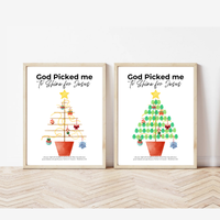 God Picked Me to Shine for Jesus Fingerprint Christmas Tree Craft Printable | Christian Christmas Fingerprint Activity | Faith-Based Kids Christmas Keepsake