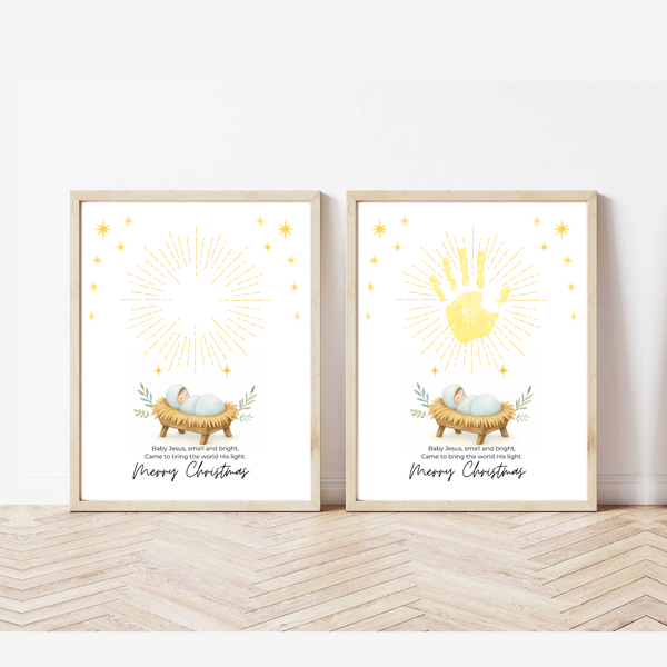 Baby Jesus Handprint Craft Printable | Christian Christmas Keepsake | Nativity Handprint Activity | Sunday School Christmas Craft