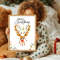 Merry Christmas Reindeer Handprint Craft Printable | Reindeer Keepsake | Christmas Handprint Activity | Preschool Christmas Craft | Holiday Handprint Art