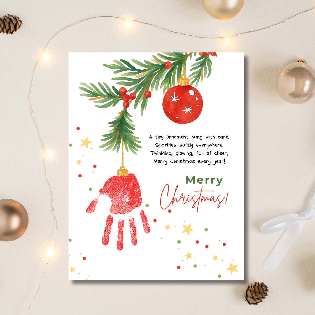 Christmas Ornament Handprint Craft | Christmas Keepsake Printable | Preschool Christmas Handprint Activity | Holiday Classroom Craft
