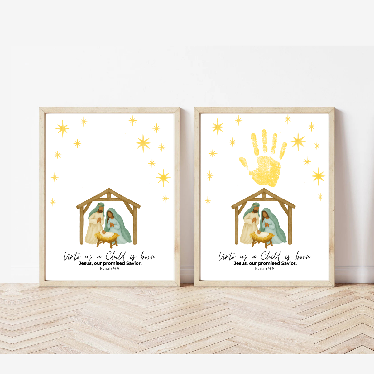 Diverse Nativity Handprint Craft Printable | Inclusive Christian Christmas Keepsake | Unto Us a Child Is Born Handprint Activity | Isaiah 9:6 Craft