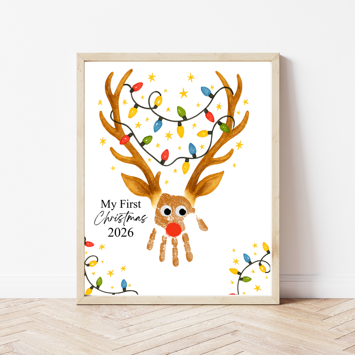 My First Christmas Reindeer Handprint Craft Printable | Baby's First Christmas Keepsake | Christmas Handprint Art | Reindeer Christmas Craft | Holiday Activity