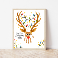 My First Christmas Reindeer Handprint Craft Printable | Baby's First Christmas Keepsake | Christmas Handprint Art | Reindeer Christmas Craft | Holiday Activity
