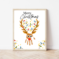 Merry Christmas Reindeer Handprint Craft Printable | Reindeer Keepsake | Christmas Handprint Activity | Preschool Christmas Craft | Holiday Handprint Art