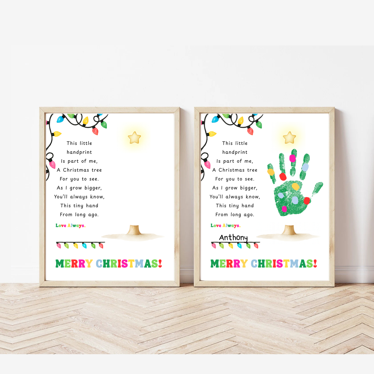 Christmas Tree Poem Handprint Craft Printable | Christmas Lights Handprint Keepsake | Preschool Christmas Activity | Kids Holiday Craft