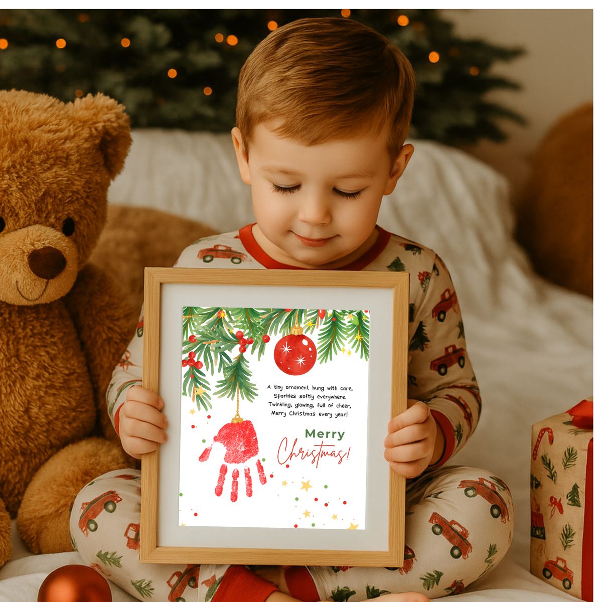 Christmas Ornament Handprint Craft Printable | Merry Christmas Keepsake | Preschool Christmas Handprint Activity | Holiday Classroom Craft