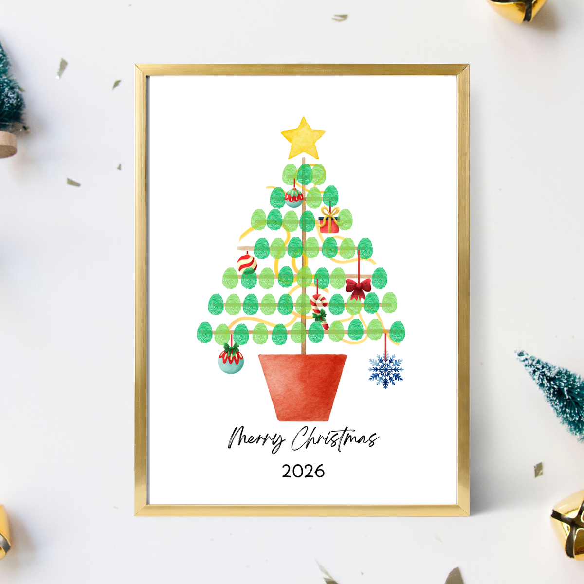 Christmas Fingerprint Tree Craft Printable | Christmas Tree Fingerprint Keepsake | Preschool Christmas Activity | Holiday Finger Painting Craft