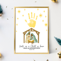 Diverse Nativity Handprint Craft Printable | Inclusive Christian Christmas Keepsake | Unto Us a Child Is Born Handprint Activity | Isaiah 9:6 Craft