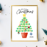 My First Christmas Fingerprint Tree Craft Printable | Baby's First Christmas Keepsake | Christmas Finger Painting Activity | Preschool Holiday Craft
