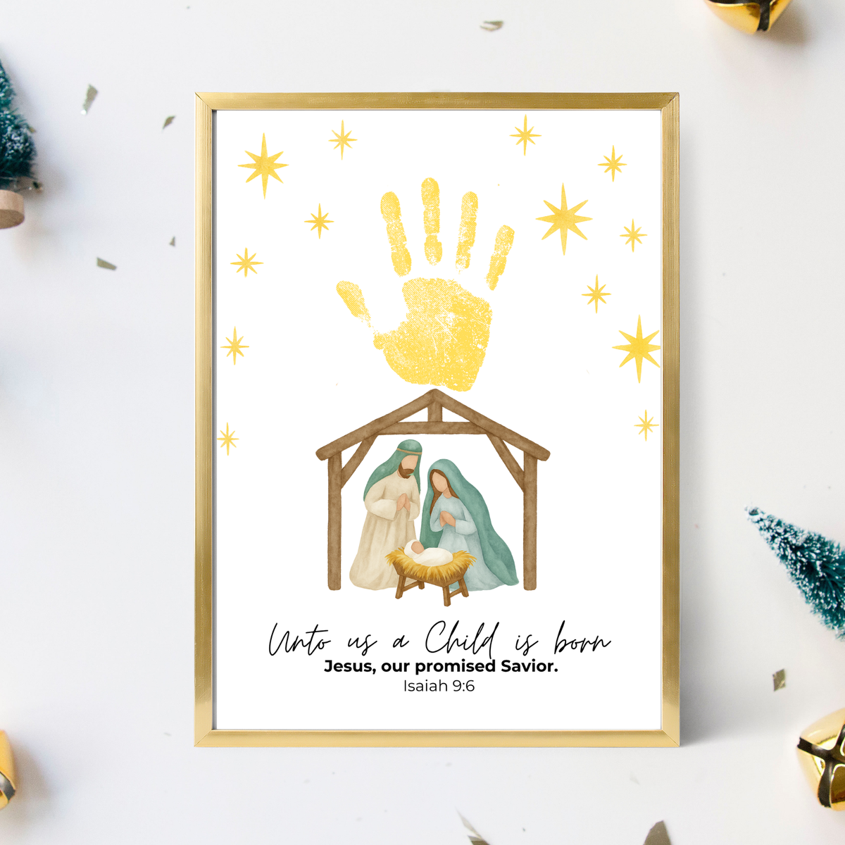 Unto Us a Child Is Born Handprint Craft | Christian Nativity Printable | Christmas Bible Keepsake | Preschool Jesus Birth Activity