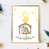 Unto Us a Child Is Born Handprint Craft | Christian Nativity Printable | Christmas Bible Keepsake | Preschool Jesus Birth Activity