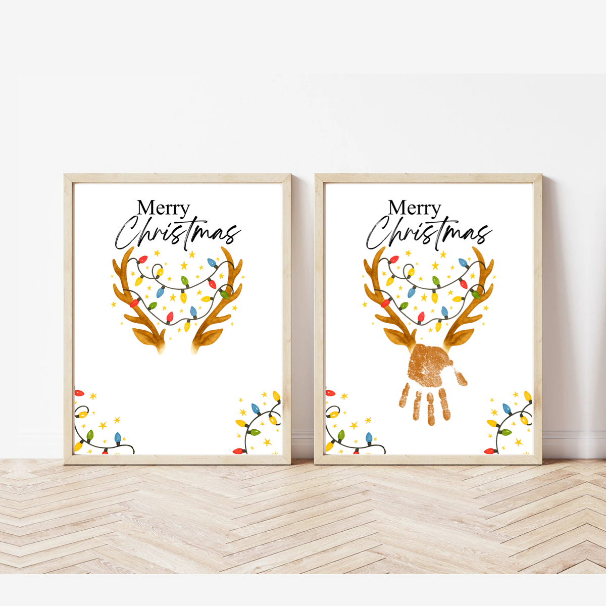 Merry Christmas Reindeer Handprint Craft Printable | Reindeer Keepsake | Christmas Handprint Activity | Preschool Christmas Craft | Holiday Handprint Art