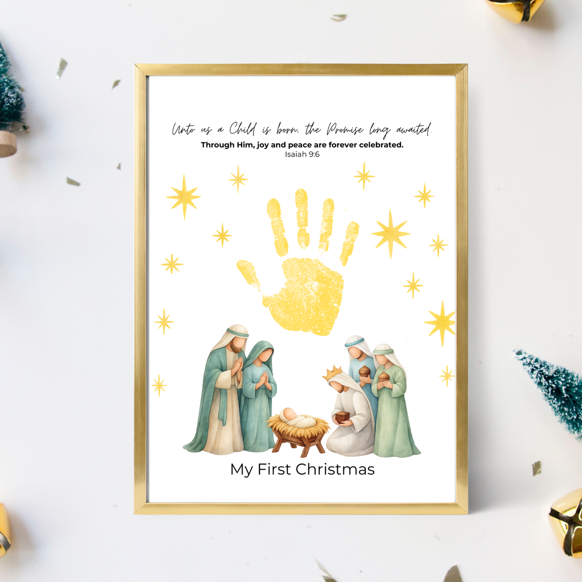 My First Christmas Handprint Craft Printable | Christian Nativity Keepsake | Baby's First Christmas | Sunday School Christmas Activity