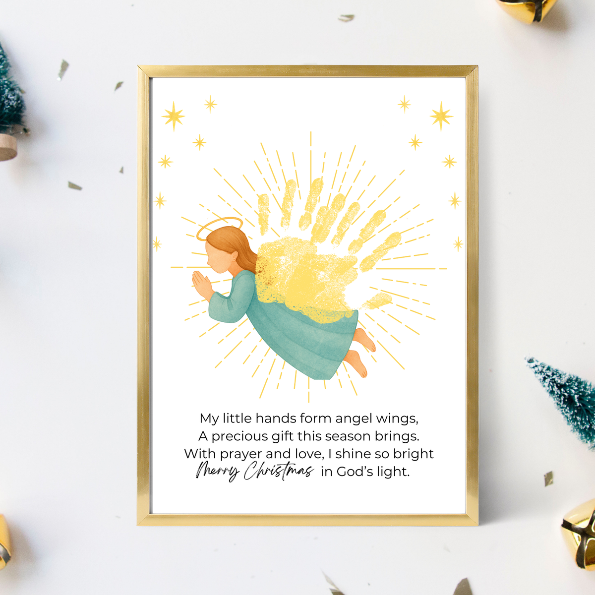 Christian Angel Handprint Craft | Christmas Angel Wings Printable | Preschool Christmas Keepsake | Sunday School Nativity Activity