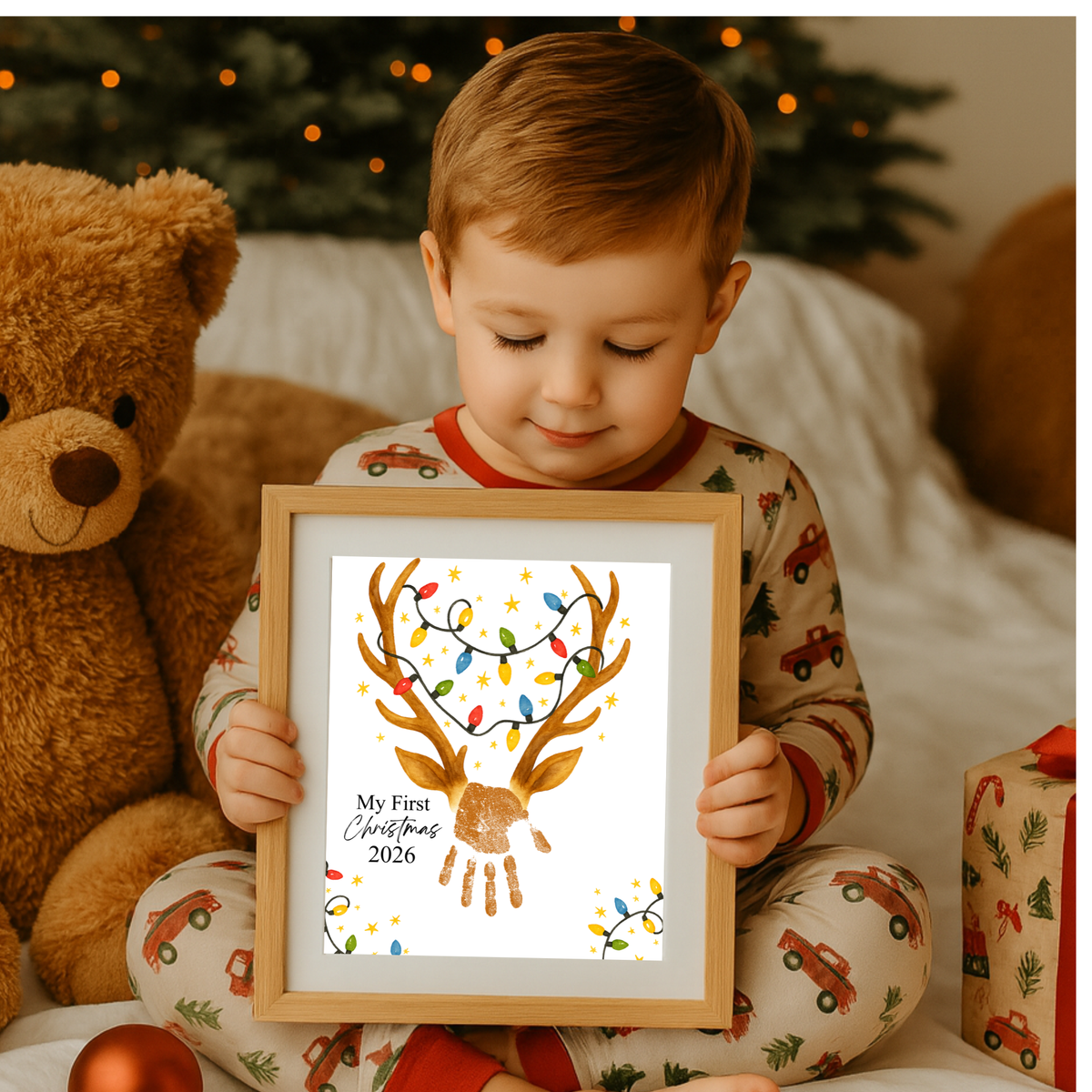 My First Christmas Reindeer Handprint Craft Printable | Baby's First Christmas Keepsake | Christmas Handprint Art | Reindeer Christmas Craft | Holiday Activity