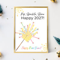 Pop, Sparkle, Shine Happy 2027 Handprint Craft Printable | New Year's Eve Handprint Keepsake | Preschool New Year Activity | 2027 Kids Craft