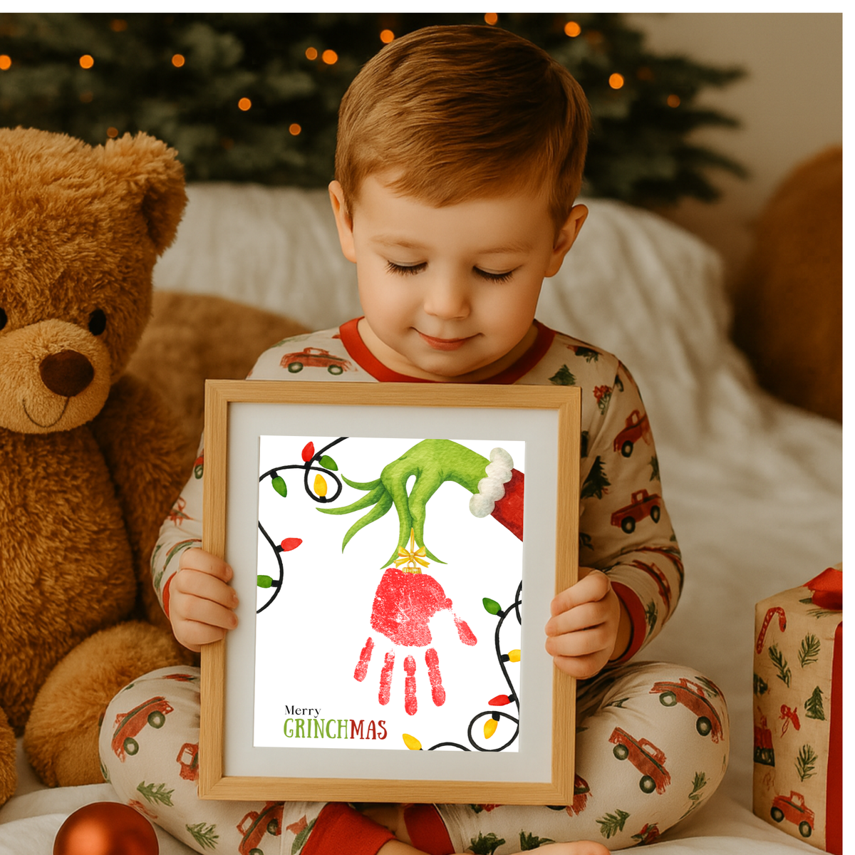 Grinchmas Handprint Ornament Craft Printable | Christmas Handprint Keepsake | Grinch Inspired Preschool Activity