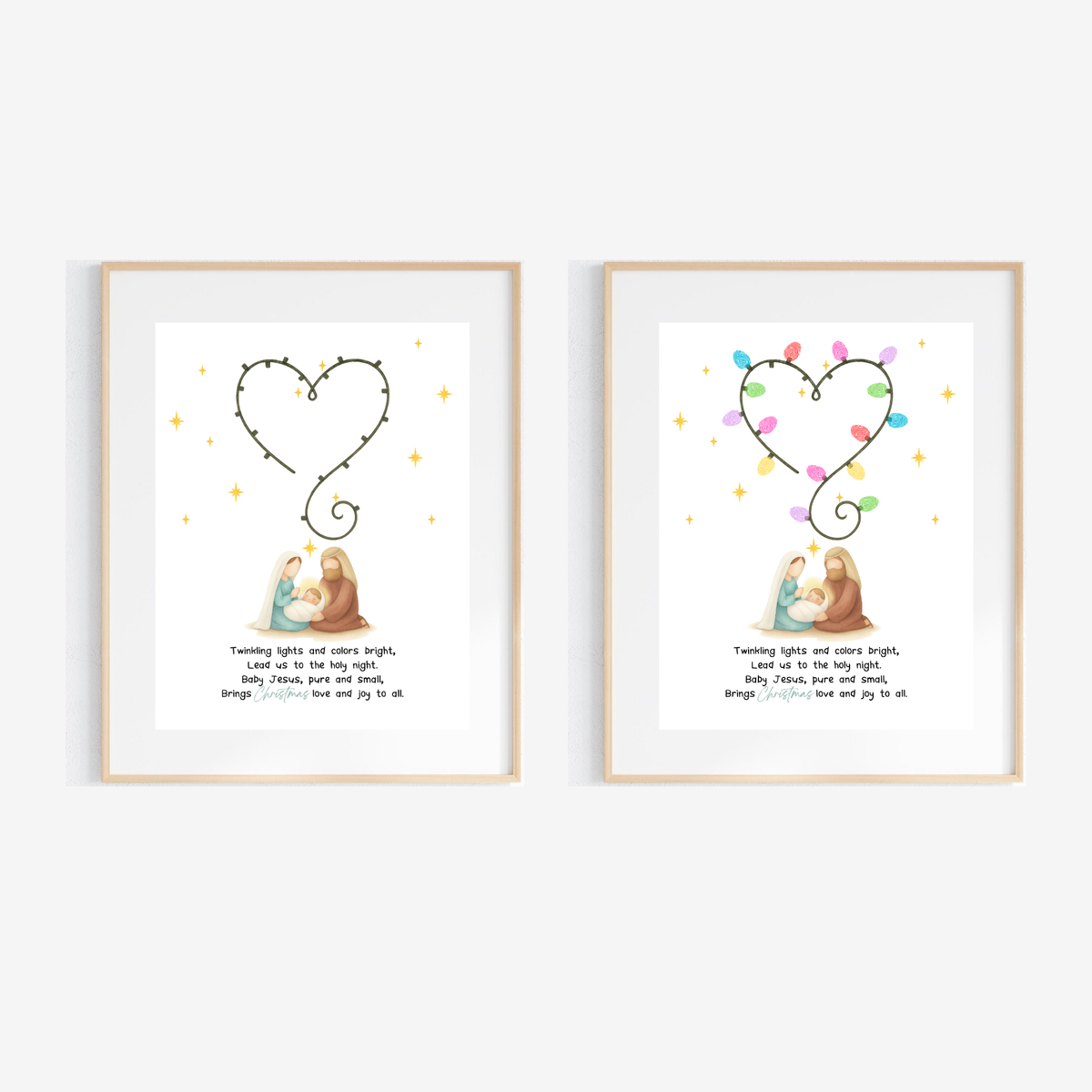 Christian Christmas Fingerprint Lights Craft | Baby Jesus Nativity Printable | Preschool Christmas Keepsake | Sunday School Fingerprint Activity