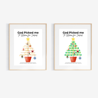 God Picked Me to Shine for Jesus Fingerprint Christmas Tree Craft Printable | Christian Christmas Fingerprint Activity | Faith-Based Kids Christmas Keepsake