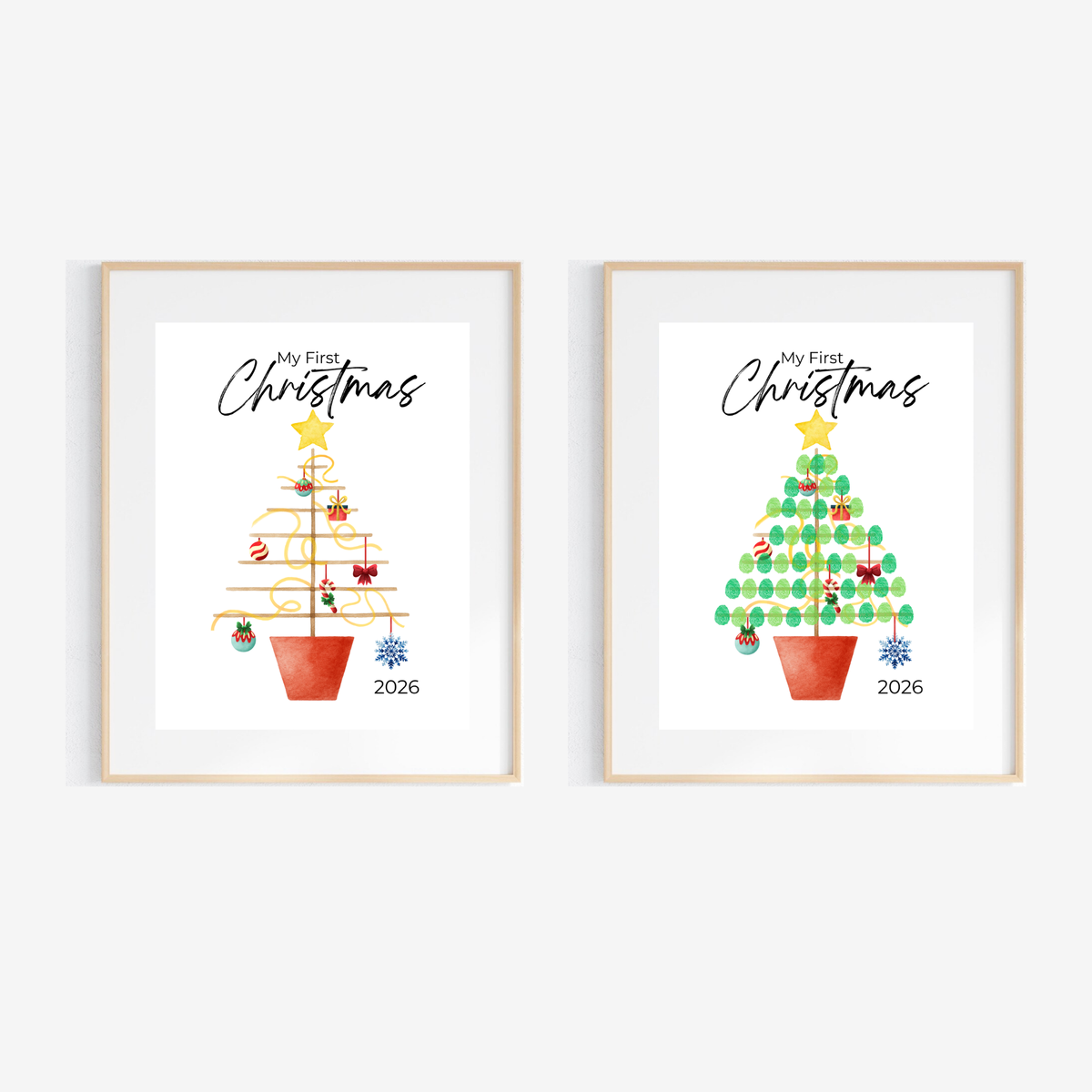 My First Christmas Fingerprint Tree Craft Printable | Baby's First Christmas Keepsake | Christmas Finger Painting Activity | Preschool Holiday Craft