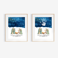Christian Nativity Handprint Craft Printable | Starry Night Nativity Keepsake | Unto Us a Child Is Born Christmas Craft | Isaiah 9:6 Activity