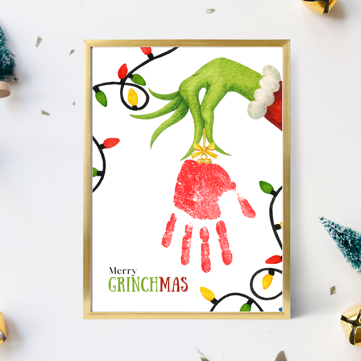 Grinchmas Handprint Ornament Craft Printable | Christmas Handprint Keepsake | Grinch Inspired Preschool Activity