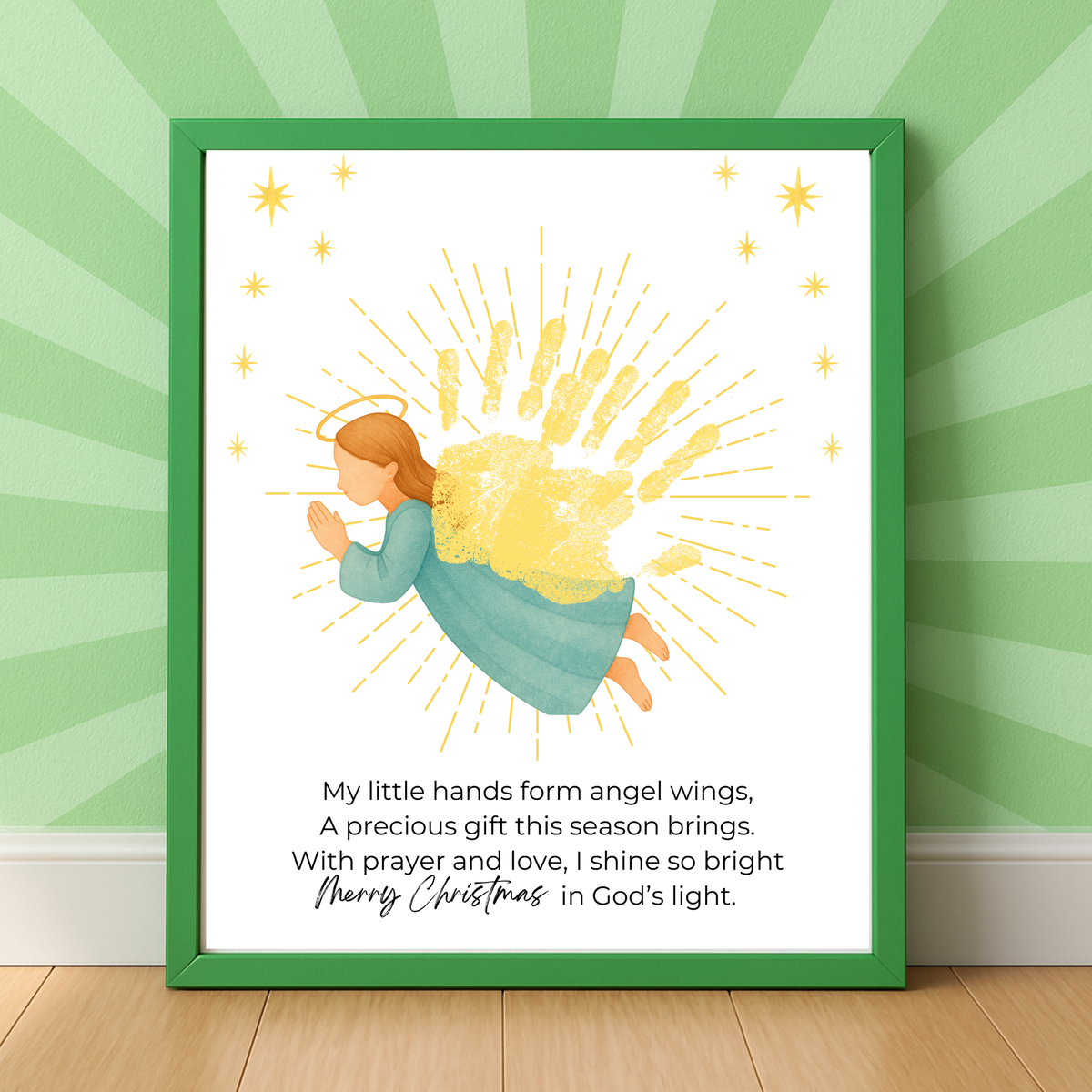 Christian Angel Handprint Craft | Christmas Angel Wings Printable | Preschool Christmas Keepsake | Sunday School Nativity Activity