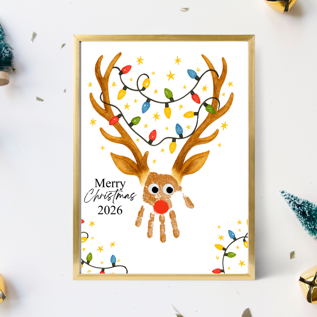 Merry Christmas Reindeer 2026 Handprint Craft Printable | Reindeer Keepsake | Christmas Handprint Activity | Preschool Christmas Craft | Kids Holiday Art