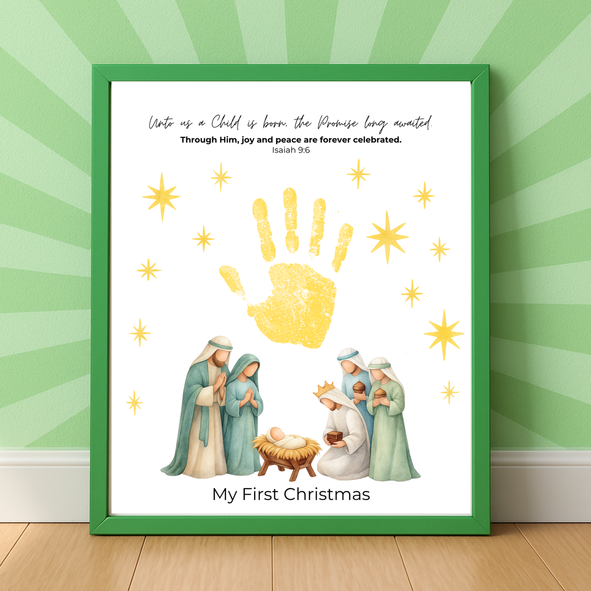 My First Christmas Handprint Craft Printable | Christian Nativity Keepsake | Baby's First Christmas | Sunday School Christmas Activity