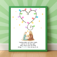 Christian Christmas Fingerprint Lights Craft | Baby Jesus Nativity Printable | Preschool Christmas Keepsake | Sunday School Fingerprint Activity