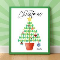 My First Christmas Fingerprint Tree Craft Printable | Baby's First Christmas Keepsake | Christmas Finger Painting Activity | Preschool Holiday Craft
