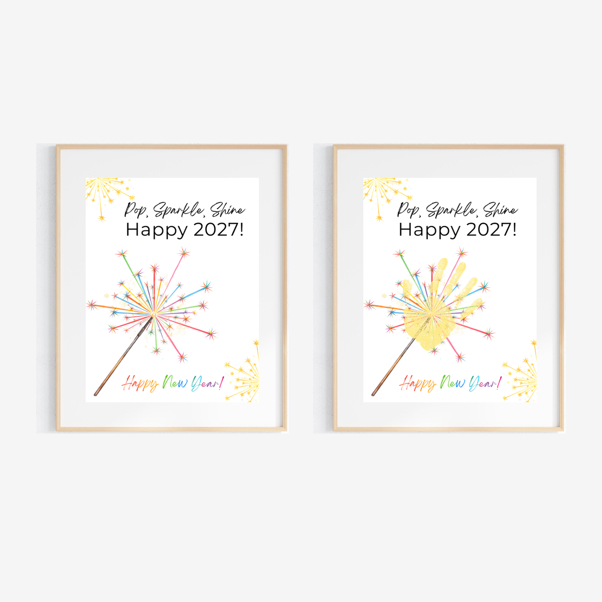 Pop, Sparkle, Shine Happy 2027 Handprint Craft Printable | New Year's Eve Handprint Keepsake | Preschool New Year Activity | 2027 Kids Craft