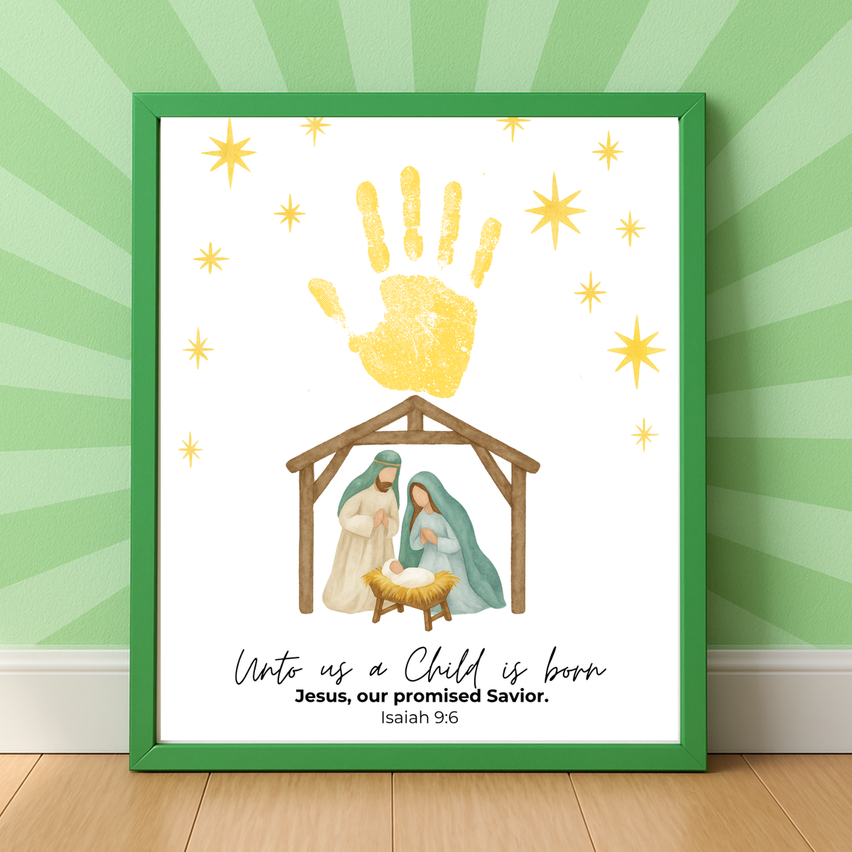 Unto Us a Child Is Born Handprint Craft | Christian Nativity Printable | Christmas Bible Keepsake | Preschool Jesus Birth Activity