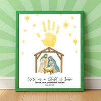 Unto Us a Child Is Born Handprint Craft | Christian Nativity Printable | Christmas Bible Keepsake | Preschool Jesus Birth Activity
