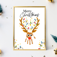 Merry Christmas Reindeer Handprint Craft Printable | Reindeer Keepsake | Christmas Handprint Activity | Preschool Christmas Craft | Holiday Handprint Art
