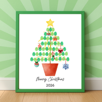 Christmas Fingerprint Tree Craft Printable | Christmas Tree Fingerprint Keepsake | Preschool Christmas Activity | Holiday Finger Painting Craft