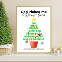God Picked Me to Shine for Jesus Fingerprint Christmas Tree Craft Printable | Christian Christmas Fingerprint Activity | Faith-Based Kids Christmas Keepsake