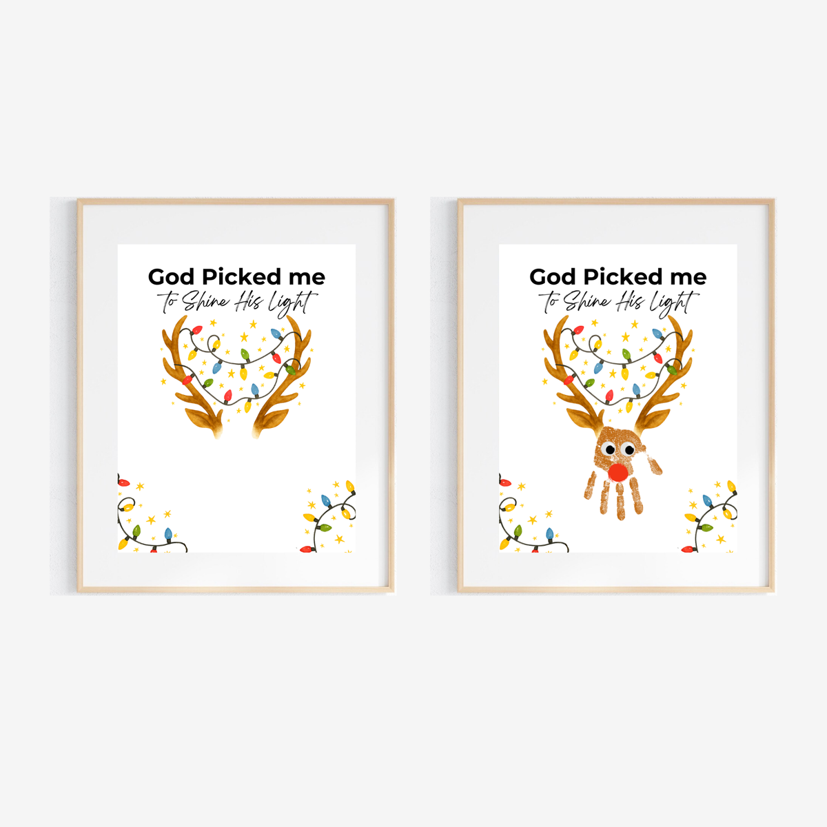 Christian Reindeer Handprint Craft Printable | God Picked Me to Shine His Light | Christmas Handprint Keepsake | Faith Christmas Craft | Sunday School Activity