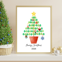 Christmas Fingerprint Tree Craft Printable | Christmas Tree Fingerprint Keepsake | Preschool Christmas Activity | Holiday Finger Painting Craft