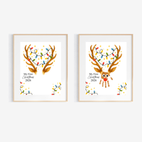 My First Christmas Reindeer Handprint Craft Printable | Baby's First Christmas Keepsake | Christmas Handprint Art | Reindeer Christmas Craft | Holiday Activity