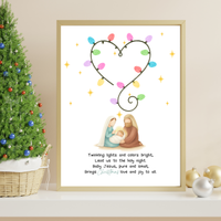 Christian Christmas Fingerprint Lights Craft | Baby Jesus Nativity Printable | Preschool Christmas Keepsake | Sunday School Fingerprint Activity