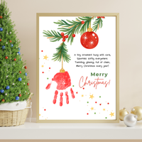 Christmas Ornament Handprint Craft Printable | Christmas Tree Ornament Keepsake | Preschool Christmas Handprint Activity | Holiday Classroom Craft